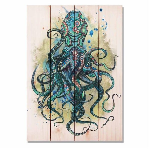 Ricki&Apos;S Rugs 14 x 20 in. Colorful Blue Octopus Wall Art RI894619